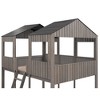 NicBex Full over Full Bunk Bed Loft Bed House Shape Wooden Bed Frame with Windows, Inclined Ladder and Guardrail, No Box Spring Required - 4 of 4