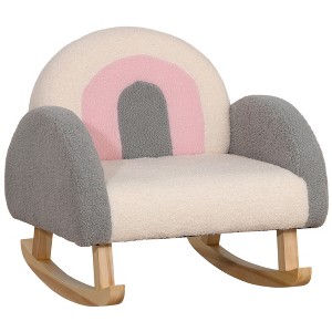 Qaba Kids Sofa, Rocking Toddler Sofa Chair with Solid Wooden Frame, Faux Lamb Fleece Fabric for Nursery, Kindergarten, Playroom, Bedroom - 1 of 4