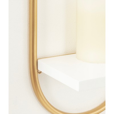 White and Gold Modern Floating Wall Shelves Set of 2