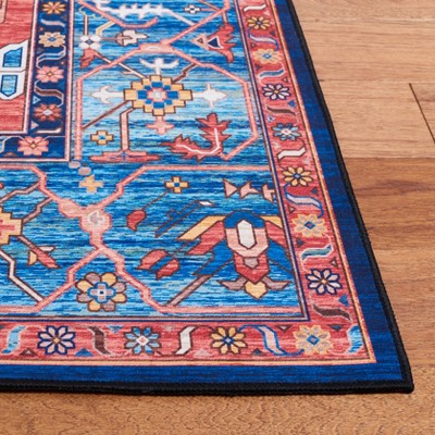 Tucson 6' x 9' Blue and Rust Synthetic Area Rug