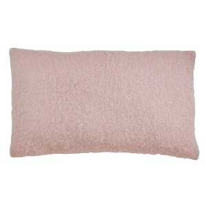 Saro Lifestyle Faux Mohair Cover For Throw Pillow, 14"x23", Pink - 1 of 3