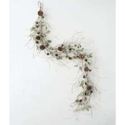 Sullivans Artificial Birch, Leaf and Pinecone Garland 60"L Green