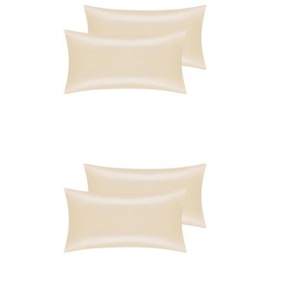Unique Bargains Standard Breathable Satin Solid Envelope Closure Pillowcase 4 Pcs
