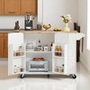 Rolling Kitchen Island Cart with Drop Leaf, Barn Door Storage Cabinet, 3 Drawers, Towel Rack,Adjustable Shelves, Lockable Wheels, Kitchen Cabinets - 4 of 4