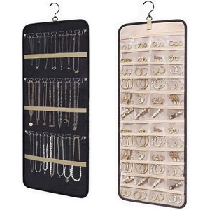48-Pocket Double-Sided Rotating Jewelry Organizer, Oxford Fabric Hanging Storage for Earrings & Necklaces - 1 of 4