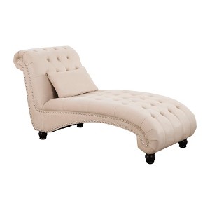 Linda Oversized Tufted Chaise Lounge Ivory - Abbyson Living