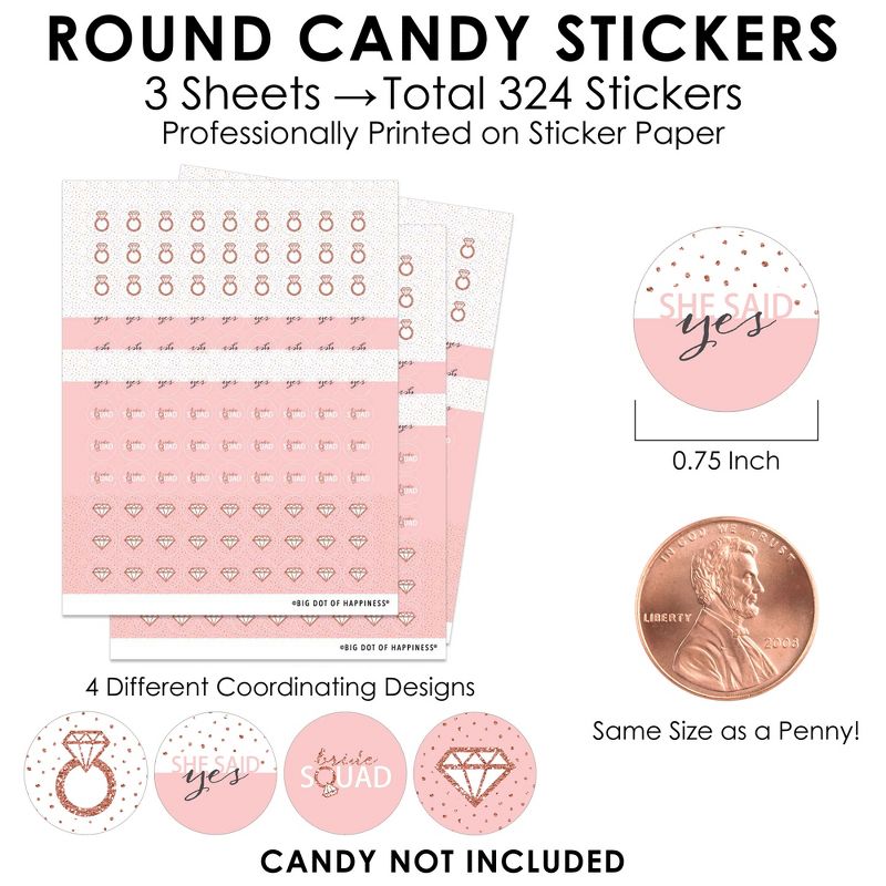 Big Dot of Happiness Bride Squad - Rose Gold Bridal Shower or Bachelorette Party Small Round Candy Stickers - Party Favor Labels - 324 Count, 3 of 8