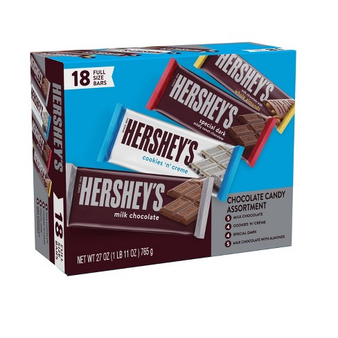 Hershey's Milk Chocolate, Dark Chocolate And White Crème Assortment Candy  Bars Variety Pack - 27Oz/18Ct : Target