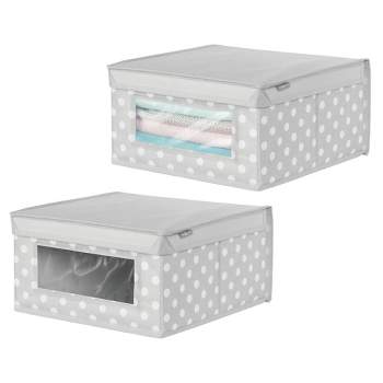 mDesign Kids Stackable Fabric Closet Storage Box, Medium, 2 Pack - Light Gray