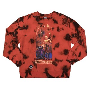 Star Wars R2-D2 & C-3PO Return Of The Jedi Logo Adult Black & Red Crew Neck Long Sleeve Sweatshirt - 1 of 2