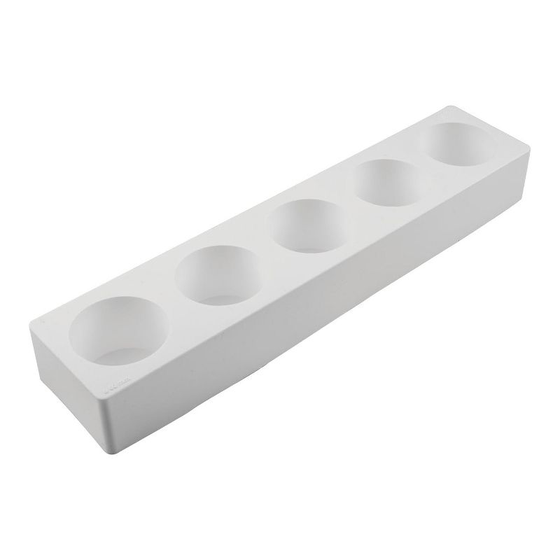 Silikomart Multiflex White Silicone Cylinder Mold, 5 Cavities 2-11/16" Diameter x 1-3/4" High, 1 of 4