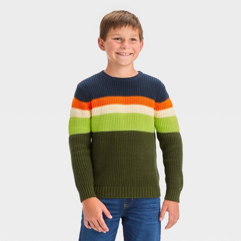 Boys' Colorblock Pullover Sweater - Cat & Jack™ Green L : Target