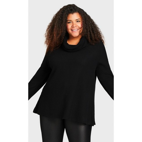 Plus size black on sale cowl neck sweater