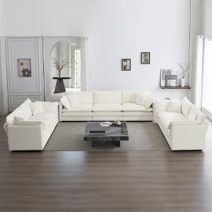 GDFStudio Kelsen Mid-century Modern 3 Piece Chenille Upholstered Sofa Set with Pillows - 1 of 4