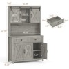 67.7"H Pantry Storage Cabinet with Sliding Barn Doors & Adjustable Shelf, Sideboard Buffet Cabinet - 2 of 4