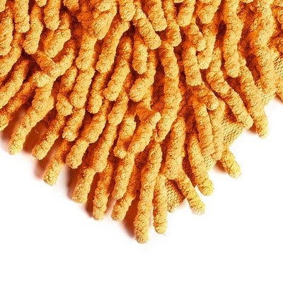 Orange Chenille Cotton Shag Bath Rug with Non-Slip Backing