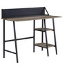 Vynxaria Rustic Modern Writing Desk - Rustic Oak & Black Legs, 2-Tier Shelf (10"Lx15"W/10"Lx13"W), Phone/Tablet Holder, Durable Metal Base - 4 of 4
