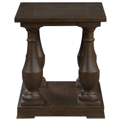 Walden Transitional Square Coffee Brown Wood End Table with Shelf