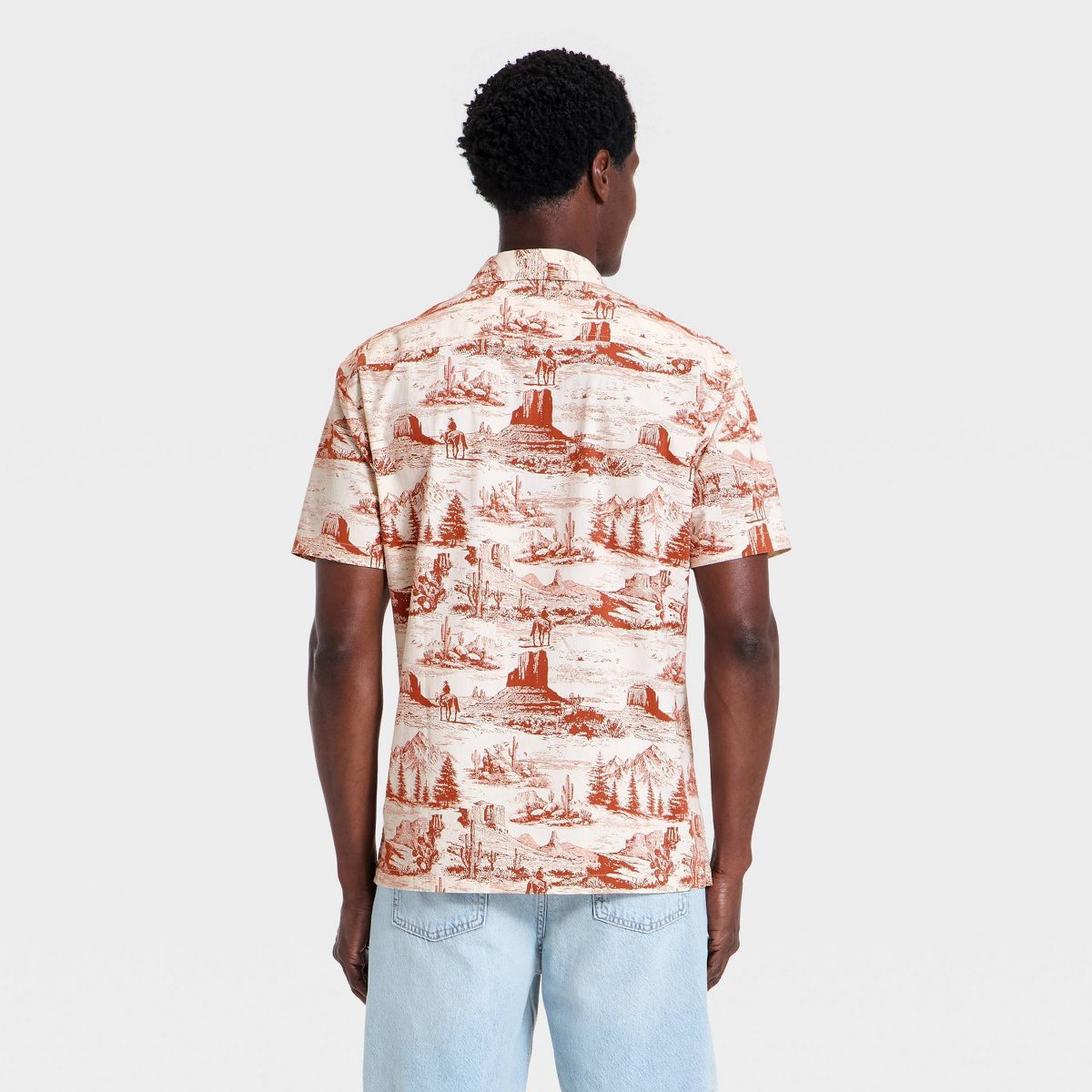 Men's Vintage Short Sleeve Western Button-Down Shirt - Goodfellow & Co™ Orange - thumbnail 2