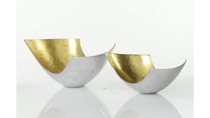 Set of 2 Contemporary U shaped Aluminum Bowls Gold - Olivia &#38; May, 2 of 16, play video