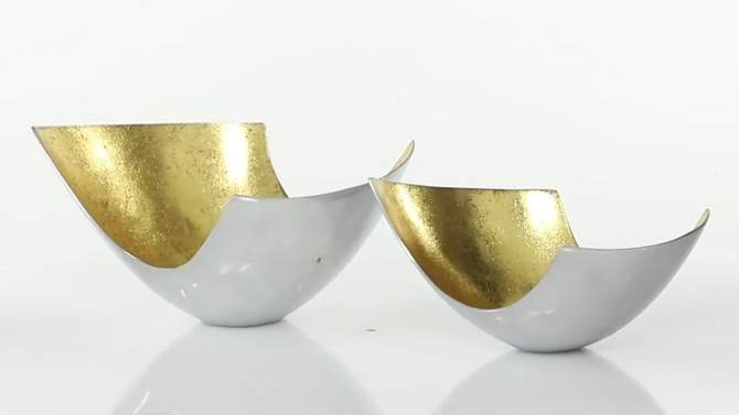 Set of 2 Contemporary U shaped Aluminum Bowls Gold - Olivia &#38; May, 2 of 16, play video