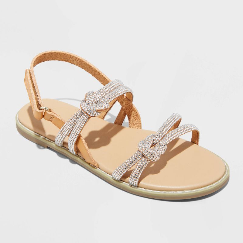 Kids' Raven Knotted Rhinestone Sandals - Cat & Jack™ Brown, 1 of 7