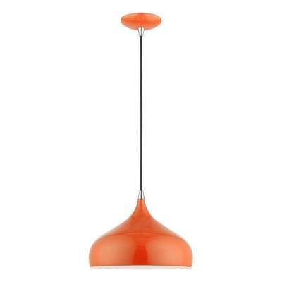 Livex Lighting Amador 1 - Light Pendant in  Shiny Orange/Polished Chrome