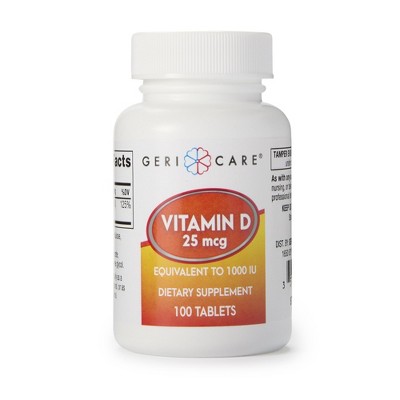 Geri-Care Vitamin D Tablet 876-01-GCP 1 Bottle,  100 per Bottle