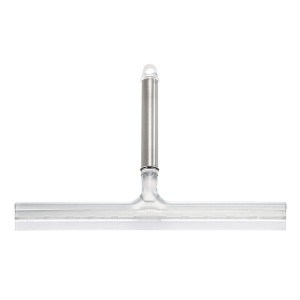 Forma Bathroom Shower Door, Window and Mirror Squeegee with Suction Storage Hook - 12", Brushed Stainless Steel/Clear - 1 of 3