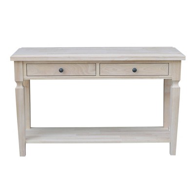 Vista 56'' Unfinished Solid Hardwood Console Table with Storage