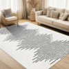 Modern Geometric Striped Area Rug Low Pile Non Slip Farmhouse Carpet - 2 of 4