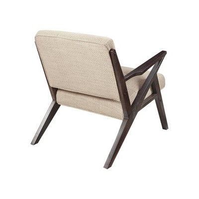 Mid-Century Modern Tan Microfiber Accent Chair with Wood Frame