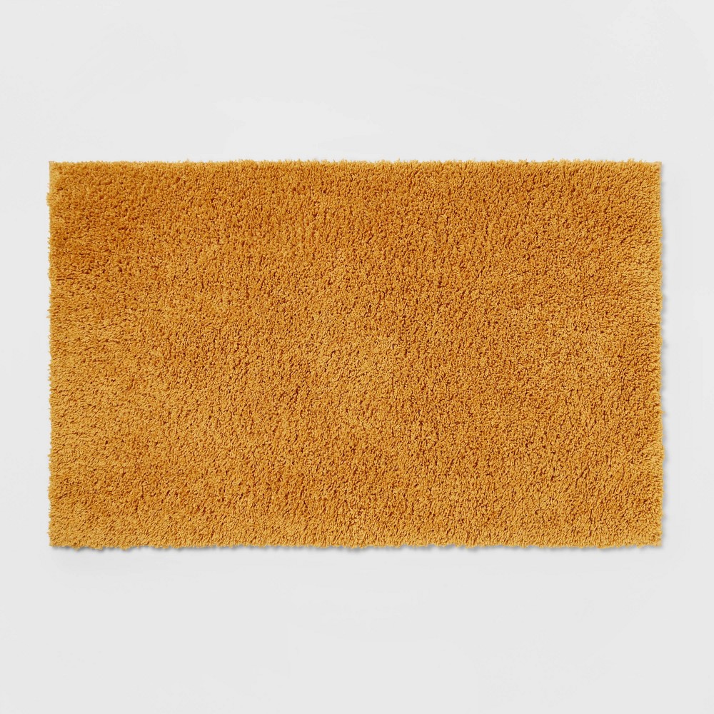 Photos - Bath Mat 23"x37" Antimicrobial Bath Rug Gold - Threshold™: Machine Washable, Latex