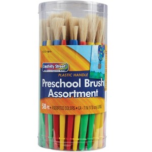 Creativity Street Chubby White Bristle Easy Grip Plastic Handle Paint Brush Set, Assorted Size, Assorted Color, Set of 58 - 1 of 4