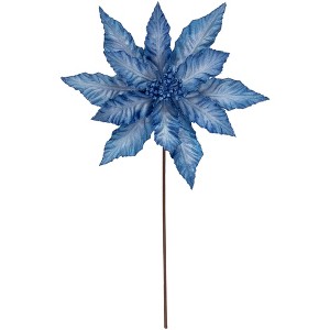Northlight 25" Two Tone Blue Glittered Poinsettia Christmas Stem Spray - 1 of 4