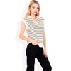 Anna-Kaci Women's Striped Knit Sleeveless Sweater Vest with Collared V-Neck - 3 of 4