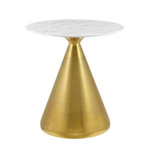 28" Tupelo Artificial Marble Dining Table Gold White - Modway - 1 of 4