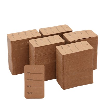 Juvale 1000-Pack Kraft Paper Clothing Tags for Boutique, 2.7x1.5 Blank Clothes Size Price Labels, Bulk Brown Merchandise Display Hang Tags, Wholesale