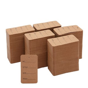Juvale 1000-Pack Kraft Paper Clothing Tags for Boutique, 2.7x1.5 Blank Clothes Size Price Labels, Bulk Brown Merchandise Display Hang Tags, Wholesale - 1 of 4