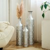 ORRD Set of 3 Silver Metal Floor Vases, Modern Wave Pattern Decor - Tall Cylinder Vases for Living Room, Office & Wedding Centerpiece - 3 of 4