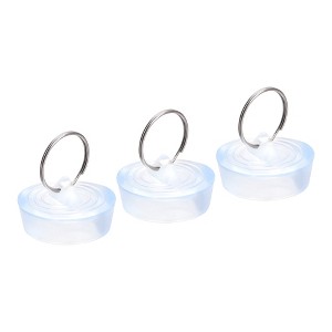 Unique Bargains Rubber Clear Hanging Ring Bathtub Kitchen Drain Stopper 3 Pcs - 1 of 4