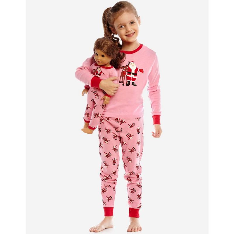 Leveret Girl and Doll Matching Cotton Christmas Pajamas, 2 of 3