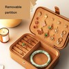 HTUTWOO Faux Leather Travel Jewelry Box Compact Jewelry Case for Earring Ring Necklace Bracelet Organizer Storage Holder Boxes, Brown - 3 of 4
