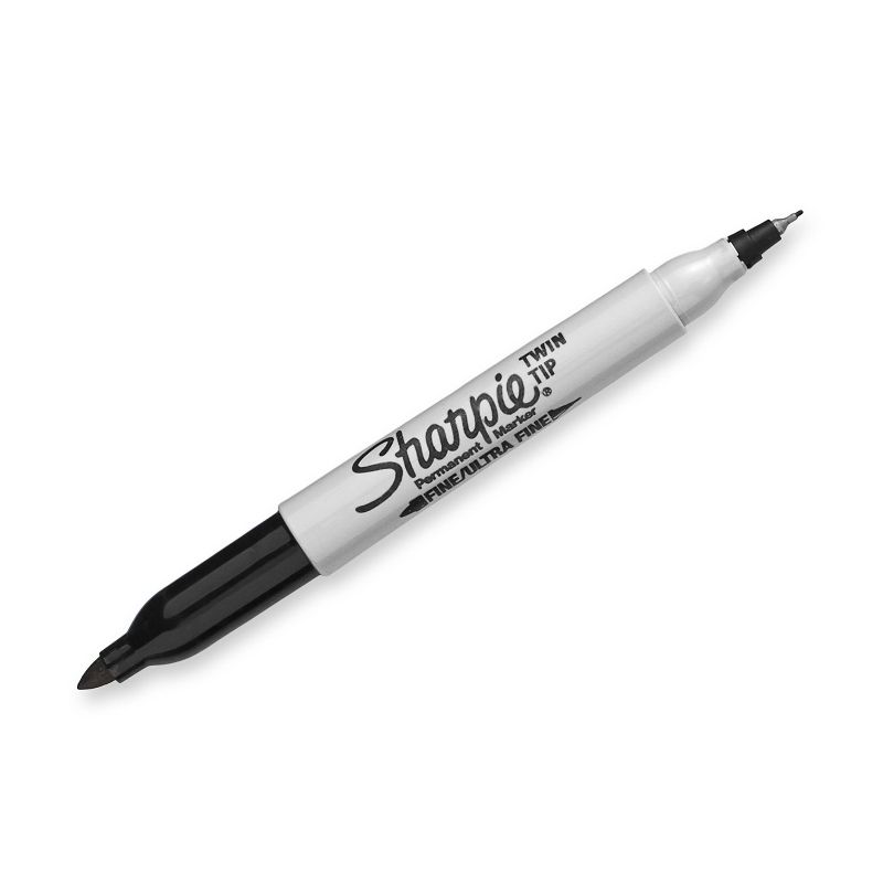 Sharpie 2pk Permanent Markers Twin Tip Black, 3 of 6
