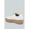 Faux Leather Cross Stitch Detail Sneakers Women - 3 of 4