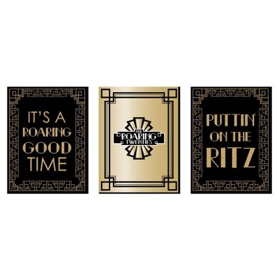 Big Dot of Happiness Roaring 20's - 1920s Wall Art, Room Decor & Art Deco Jazz Themed Room Home Decor - Gift Ideas - 7.5 x 10 inches - Set of 3 Prints
