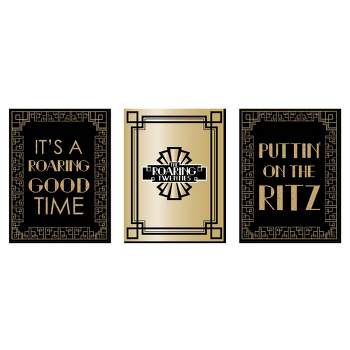 Big Dot of Happiness Roaring 20's - 1920s Wall Art, Room Decor & Art Deco Jazz Themed Room Home Decor - Gift Ideas - 7.5 x 10 inches - Set of 3 Prints