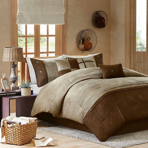 Madison : Comforter Brown Suede Queen Powell Park 7pc - Faux Target Set