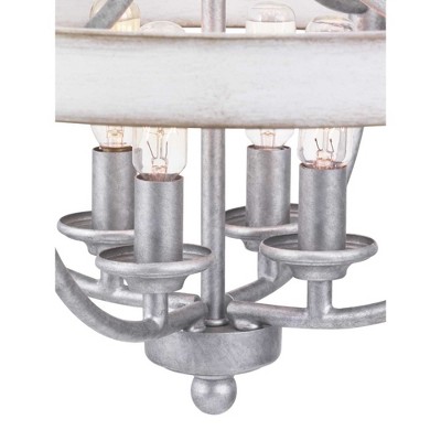 Gulliver Rustic Galvanized 4-Light Semi-Flush Ceiling Light with Wood Grain Accents
