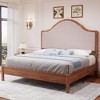AMERLIFE Wood Bed Frame with Tall Upholstered Curved Headboard, Solid Wood Platform, No Box Spring Needed, Wood Slat Support - 2 of 4